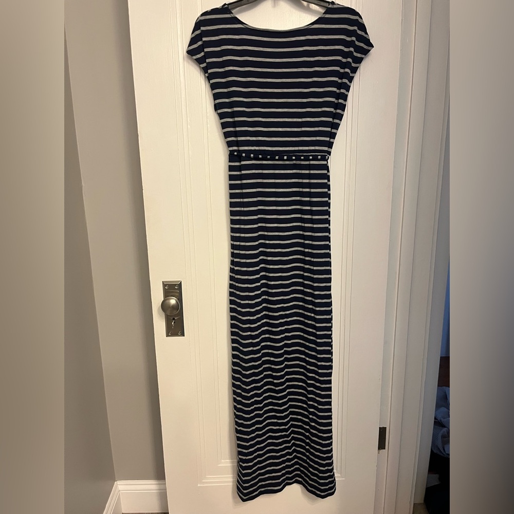 Women's Motherhood Maternity Blue and Gray Striped Maxi Dress- Size Medium- Used - Picture 3 of 3